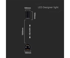 V-tac 8,5W LED pakabinamas šviestuvas, juodas, 3000K