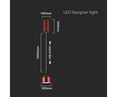 V-tac 8,5W LED pakabinamas šviestuvas, rudas, 3000K
