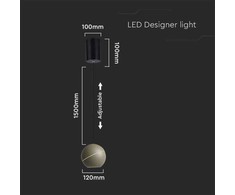 V-tac 8,5W LED pakabinamas šviestuvas, šampaninės aukso sp., 3000K