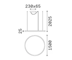 Ideal Lux Pakabinamas šviestuvas Oracle Slim Sp D150 Round 4000K On-Off Bk