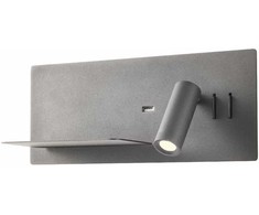 8W + 3W LED sieninis šviestuvas BROOK, juodas, 3000K, šviesos kampas 120°, skaitymo šviestuvėlio - 20°, su USB, 01-2985