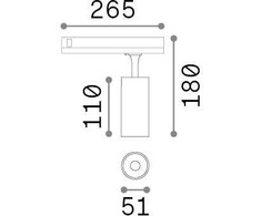 8W LED akcentinis šviestuvas į 3 fazių bėgelius FOX, juodas, 4000K, dimeriuojamas, 340852