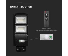 V-tac 8W LED gatvės šviestuvas su saulės baterija, juodas, 6000K