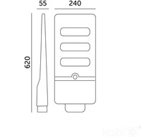 8W LED gatvės šviestuvas su saulės baterija URBI, juodas, 6500K, su judesio davikliu ir nuotol. valdymo pulteliu, IP54