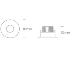 8W LED įleidžiamas šviestuvas, juodas, 3000K, 10108H/B/W