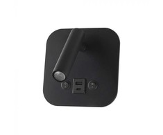 V-tac 8W LED sieninis šviestuvas, juodas, 3000K, su USB/PD jungtimi, CREE LED chip