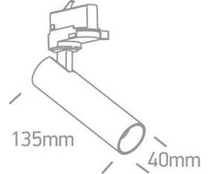 8W LED šviestuvas į bėgelius, juodas, 3000K, dimeriuojamas, 65108T/B/W