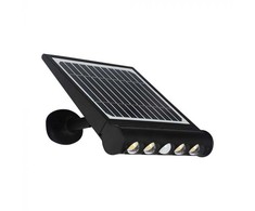 V-tac 8W LED universalus šviestuvas, su saulės baterija ir judesio davikliu, juodas, 3000K