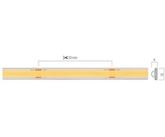 8W/m LED COB juosta XSOLIS, 2700K, 256LED/m, 24V, IP67, 5 metrų ritė