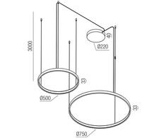 98W LED pakabinamas šviestuvas ORION, nikelio sp., 2700/3000/4000K, dimeriuojamas, 01-3880