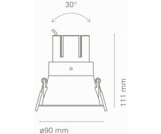 9W LED įleidžiamas reguliuojamas šviestuvas TOLVA M, baltas, 3000K, 60˚, IP65