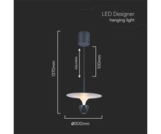 V-tac 9W LED pakabinamas šviestuvas, baltos/pilkos sp., 3000K