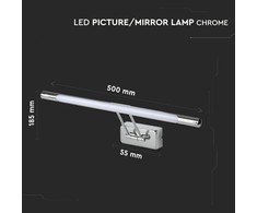 Sieninis šviestuvas V-tac 9W LED paveikslų/veidrodžio šviestuvas, chromo sp., 3000K