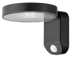 9W LED sieninis lauko šviestuvas, tamsiai pilkas, 3000K, IP44, su saulės baterija ir judesio davikliu
