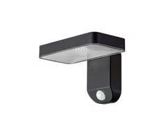 9W LED sieninis lauko šviestuvas, tamsiai pilkas, 3000K, IP44, su saulės baterija ir judesio davikliu