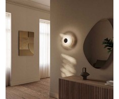 9W LED sieninis šviestuvas ANZA, juodas metalas ir marmuras/baltas alebastro diskas, 2700K