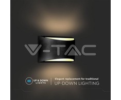 V-tac 9W sieninis lauko šviestuvas, juodas, 4000K