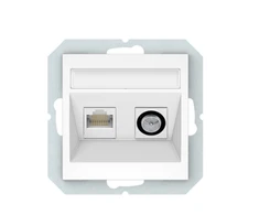 Vilma Antenos ir kompiuterio lizdas QUADRUM QR 1000, TV+RJ45, be rėmelio, baltas