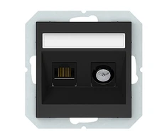 Harry Potter Antenos ir kompiuterio lizdas QUADRUM QR 1000, TV+RJ45, be rėmelio, juodas
