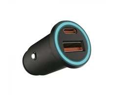 Auto įkroviklis, 12/24V, USB + USB-C, PD+QC, juodas