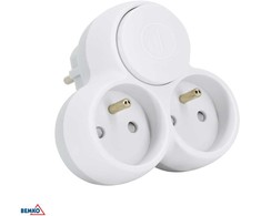 Bemko Dvivietis lizdo adapteris, max 3500W, su jungikliu
