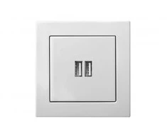 Liregus Įleistinis USB- kroviklis EPSILON, dvivietis, baltos sp., 220V, 50-60Hz, 3,4A
