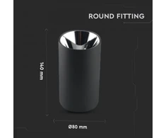 Lubinis šviestuvas GU10 lemputės rėmelis V-TAC, juodas su chromo spalvos vidumi, aukštis 14cm
