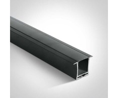 Įleidžiamas profilis, juodas, 2m, komplektuojamas su juodu difuzoriumi ir užbaigimais, 20mm LED juostai, 7912R/B/B