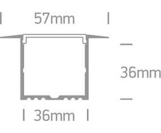 Įleidžiamas profilis su baltu difuzoriumi, 2m, 7910R/AL. Komplektuojama su 2 poromis užbaigimų. Tinkama LED juostoms 25 mm.