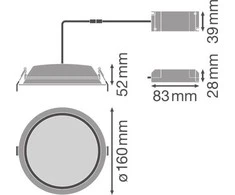 Ledvance Įleidžiamas šviestuvas ALU 150 14 W 3000 K IP44 WT