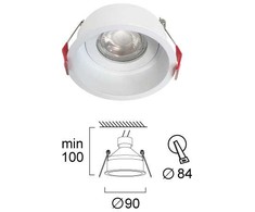 Įleidžiamas šviestuvas DALAS, GU10, baltas, 90mm, 4335600