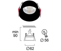 Įleidžiamas šviestuvas DALAS, GU10, juodas, 62mm, 4335801