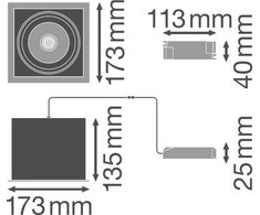 Ledvance Įleidžiamas šviestuvas MULTI 1x30W 4000K FL WT/BK