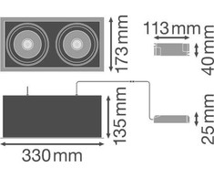 Ledvance Įleidžiamas šviestuvas MULTI 2x30W 4000K FL WT/BK
