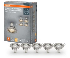 Įleidžiamas šviestuvas SPOT, GU10, šlifuoto nikelio sp., su 2,6W 2700K LED lempute, 5vnt.