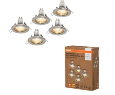 Įleidžiamas šviestuvas SPOT, GU10, šlifuoto nikelio sp., su 2,6W 2700K LED lempute, 5vnt.