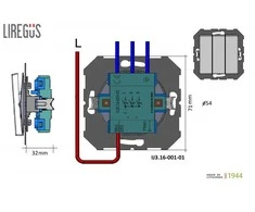 Liregus Jungiklis EPSILON, 3 klavišų, be rėmelio, baltas