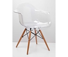 King Home ICE WOOD ARM skaidri kėdė - polikarbonatas, buko pagrindas