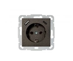 Liregus Kištukinis lizdas EPSILON, SCHUKO lizdas ir USB A+C įkroviklis 17W, be rėmelio, antracito sp.