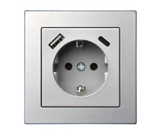 Liregus Kištukinis lizdas EPSILON, SCHUKO lizdas ir USB A+C įkroviklis 17W, be rėmelio, baltas