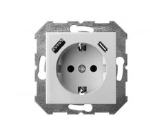Liregus Kištukinis lizdas EPSILON, SCHUKO lizdas ir USB A+C įkroviklis 17W, be rėmelio, baltas