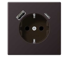 Kištukinis lizdas su A ir C tipo USB jungtimis, padidinta kontaktų apsauga, tamsaus aliuminio sp.