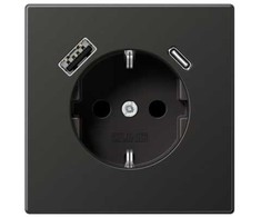 Kištukinis lizdas su A ir C tipo USB jungtimis, padidinta kontaktų apsauga, antracito sp.