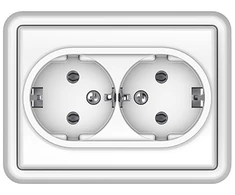 Kištukinis lizdas VILMA STANDARD ST 150, 2 vietų, su įžeminimu, baltas