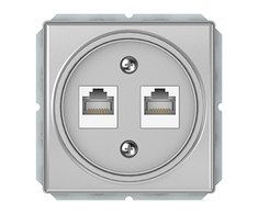 Kompiuterio lizdas VILMA STANDARD ST 150 be rėmelio, 2 vietų (2xRJ45 CAT5E UTP), metalo spalvos