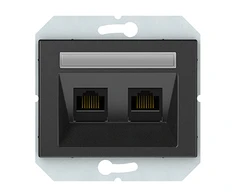 Kompiuterio lizdas VILMA XP 500 be rėmelio, 2 vietų (2xRJ45 CAT5E UTP), antracito spalvos