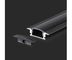 V-tac LED įleidžiamas profilis, juodas, 2m, su dangteliu ir montavimo priedais