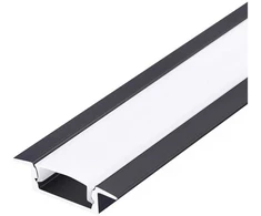 LED įleidžiamas profilis P02, juodas, 2m, su dangteliu ir užbaigimais