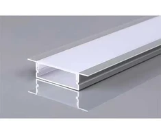 LED juostos įleidžiamas profilis OPTONICA, sidabro sp., 2m, su baltu dangteliu ir užbaigimais