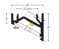 Bikuva.lt LED juostos kampinis profilis CORNER12.v2, baltas, 2m